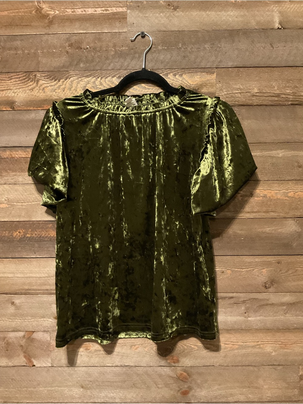 Ivy Jane Celestina Top - Solid Olive Velvet Flounce Top Women’s Size Small NWT